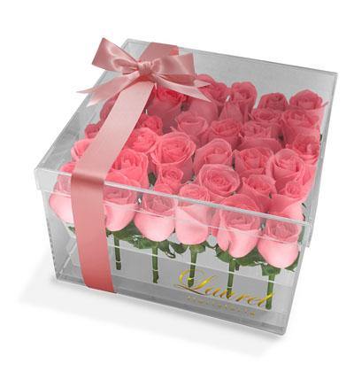 36 Rosas en caja de acrílico I FRIDA - Envío de Arreglos florales Laurel Floristería