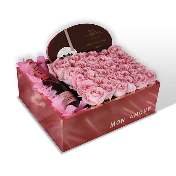 hermosas rosas con champagne