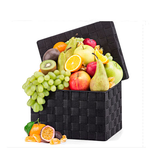 Elegante cesta frutal con champagne| EXOTIC