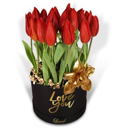 Bouquet Tulipanes y Orquídea Oro | YOURS - Envío de Arreglos florales Laurel Floristería