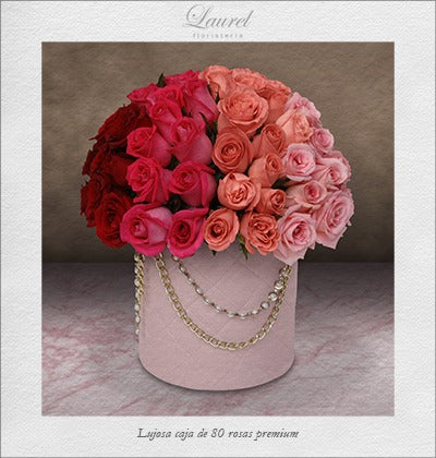 Lujosa Caja de 80 Rosas Premium | CHANEL MEDIUM